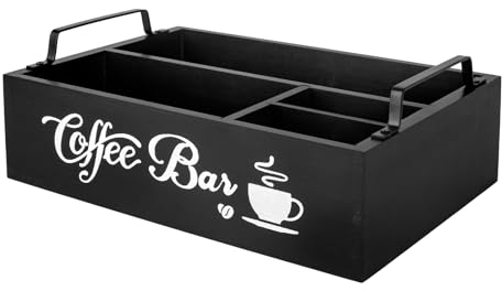 Guolich Porta Cialde Caffe Porta Capsule Caffe,Portacialde da Caffè,Porta Tisane in Pineta per Organizzare Capsule, Cialde,Tisane,Zucchero,Cannucce,Bicchierini da Caffè,Nero