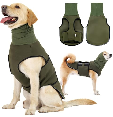 Dotoner Chaleco Relajante para Perros,2-in-1Chaqueta de Ansiedad Perros con de Protector de oído para Perro Alivio de Ruido,Rayas Reflectantes,Envoltura para aliviar la ansiedad y el estrés