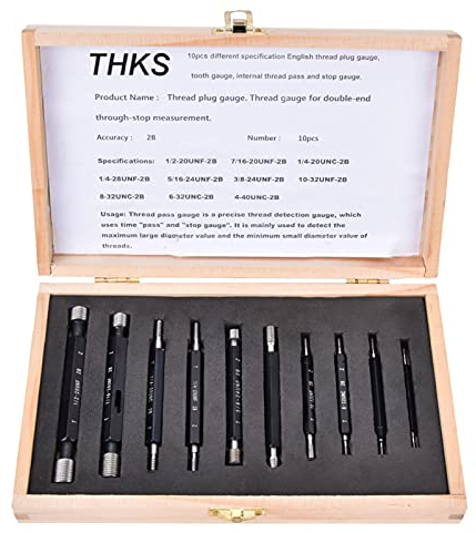 XTevu 10-teiliges Gewindelehren-Set, hohe Genauigkeit, doppeltes Ende, durch Anschlag, Messung, Handerkennungswerkzeug, Steigungsdurchmesser-Messung, Testwerkzeug (Imperial thread)