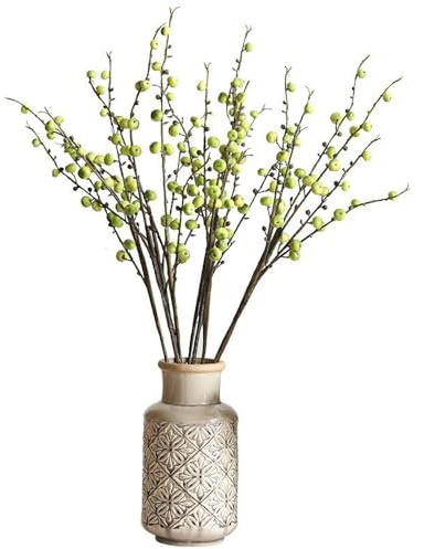 Artificial Plants and Flowers, 6Pcs 3 Forks Artificial Begonia Fruit Picks,28 Inch Artificial Berry Stems, Fake Bouquet Stems Flower Crafts, Spring Floral Stems Floral Arrangement Ornaments(#1)