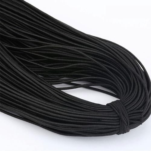 YJzhAHanG Cuerda elástica,Cuerda elástica, Cordón elástico Redondo de 1/2/3/4/5/6mm, Goma elástica Blanca y negra, Goma elástica for Coser Prendas, Accesorios DIY(Black Diameter 5mm,5M)