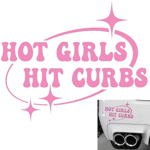 Funny Car Stickers, Pink Car Sccessories HOT Girls HIT CURBS Cars Window Stickers, Bumper Sticker for Cars, Vinyl Waterproof Carss Sticker Funny for Women, Girl Carss Accessories