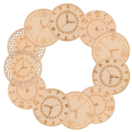 LABRIMP 16stücke Holz Ausschnitte Unfinished Graffiti Rohlinge Uhr Scheibe Form Diy Handwerk Verzierungen Bastelzubehör Malmaterialien Dekor Heimwerker