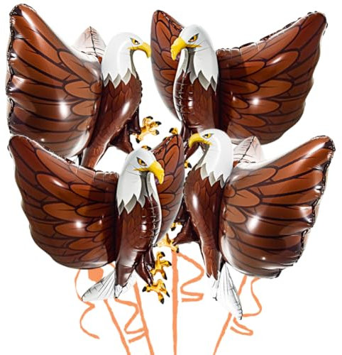 QYEHF 4 PCS Ballon Aigle Aluminium Brun, 83 x 66 cm, Anniversaire, Unisexe Adulte