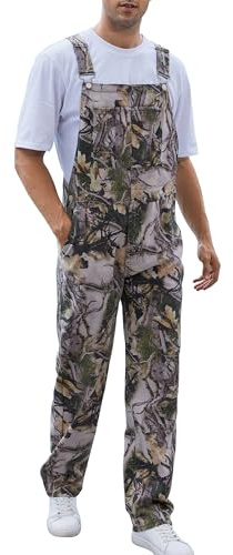 Yuanbang Camo Overalls for Men Work Utility Coveralls Bibs Romper Jumpsuit with Zipper Fly(Camouflage,l)