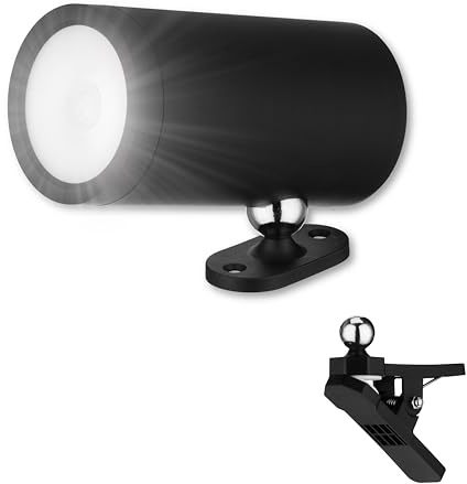 REV Lampada da parete a LED con batteria e rilevatore di movimento, 180 lm, senza fili, dimmerabile, girevole a 360°, ideale per campeggio, garage e cantina, IP54, colore: nero