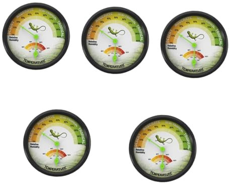 SUPVOX Lot De 5 Hygromètres Pour Terrarium De Reptiles Jauge De Température Et Dhumidité Pour Boîte À Reptiles Batterie Design Rond Facile À Utiliser