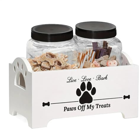 Porta biscotti per cani, in legno, multifunzionale, per gatti, contenitore ermetico per cibo per cani e gatti