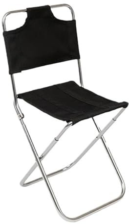JINSHENGXINA Kleiner Stuhl Mit Rückenlehne Outdoor Angelstuhl Camping Klapphocker Schwarz