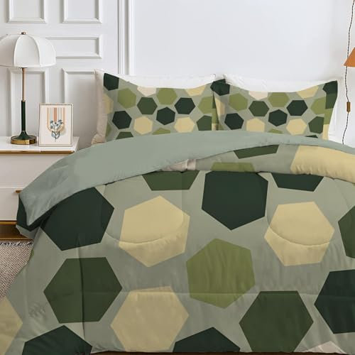 SYHIEGO Geometrie Bettdecke 135x200 cm, 4-Jahreszeiten Steppdecke, Waschbare Ganzjahresdecke ohne Bezug, Moderner Stil Muster Weiche Schlafdecke, Einzelbettdecke, Grün -Ea243