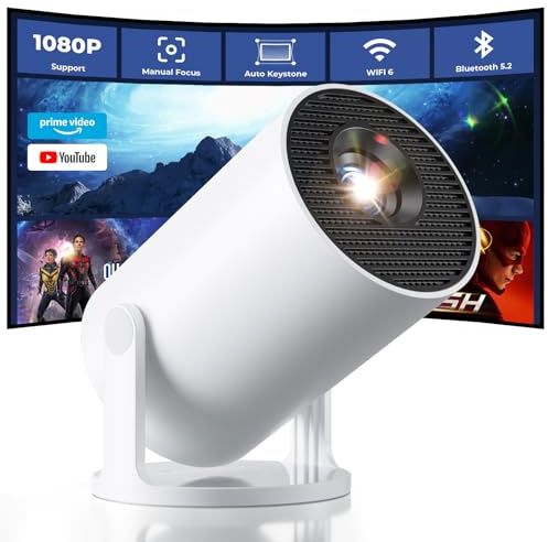 CLOKOWE Mini Projector with WiFi and Bluetooth, Built-in Apps, Smart Portable Projector with 180° Rotation, Auto Keystone, Support 1080P, Compatible with HDMI/USB/TV Stick/Smartphone/Laptop