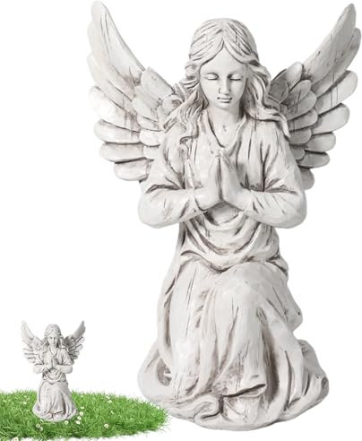Statue d'ange de Jardin - Élégante Figurine d'ange d'extérieur, Sculpture de Jardin Vintage | Ornement Spirituel pour, Décoration céleste pour pelouse, Décoration paisible pour Cour