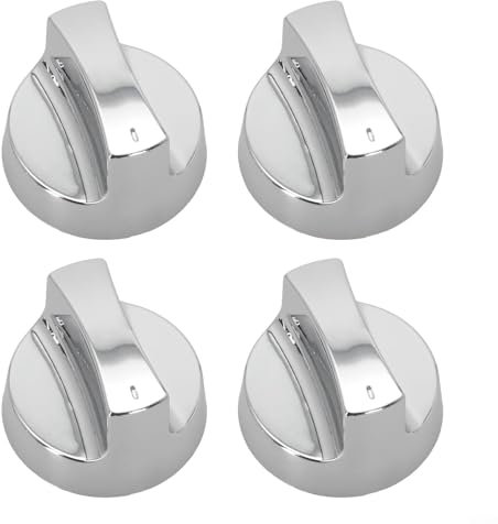 4 pomelli per griglia a gas elettroplaccati, sostituiscono i vecchi accessori per manopole, per piano cottura da cucina, fornelli a gas e vari forni (senza base)
