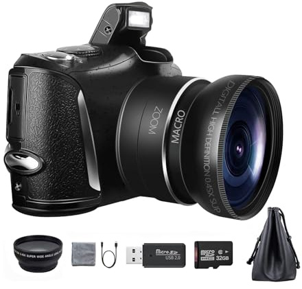 ZGJIAJU Appareil Photo Numérique for La Photographie Et La Vidéo 4K 48MP, Zoom Numérique 16X, Objectif Macro Grand Angle 52mm