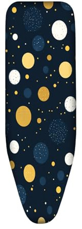 Housse Table à Repasser 140x50 Cercle Jaune Taille Universelle, avec Rembourrage, Cordon de Serrage, résistant aux brûlures et à la saleté, Durable et Facile à Installer