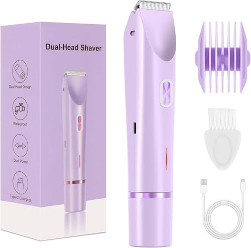 Bloom Shave 2in1 Rasierer für sanfte Haarentfernung im Intimbereich und am ganzen Körper mit dermofreundlicher Technologie und IPX7 Wasserdichtigkeit für eine schonende Nass- oder Trockenrasur (Lila)