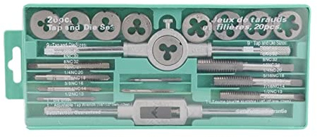 PFXNGMS Juego de machos y terrajas de roscar, 20 Piezas imperiales, Taladro de roscar, Llave de roscar Manual, Herramientas de roscado MINGPING (Color: Juego de 20 Piezas imperiales)