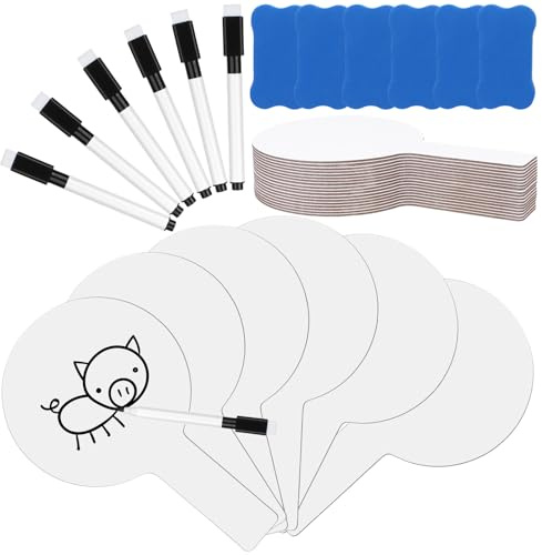 SevenMye 18 PCS Trockenlöscher Antwortspiel Doppelseitige Handheld Whiteboard-Mini-Tafeln Mit 18 Schwarzen Markern 6 Radiergummis Für Klassenunterricht Büro Meeting Abstimmung Spiele Wertungstafel