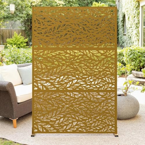 Towallmark Sichtschutz aus Metall freistehend, 183 x 119 cm, Dekorative Sichtschutzwand für Garten, Terrasse & Balkon, mit stabilem Standfuß