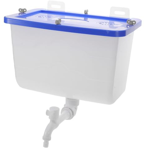 BAZEITFLOW Tanque de Agua de Pared de Plástico para Baño, Capacidad Mediana 12,5 L, Diseño Cuadrado con Tapa, Almacenamiento para Lavado de Manos y Rostro, Adecuado para Salones y Espacios