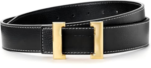 ZHUOMOT Ledergürtel Herren Schwarz mit Gold H-Schnalle, Breite 3.8 cm, Herrengürtel Leder Schwarz Ledergürtel Herren, Länge 110 cm, Geschenke Für Männer Geschenk für ihn