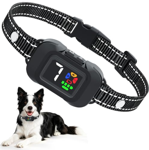 Cawjug Collier Anti Aboiement Chien, 6 Modes Son/Vibration/Ultrasons | Rechargeable Collier Anti Aboiement Petit Chien, Réglable 7 Niveaux de Sensibilité, Étanche IP67 pour Moyen Gros