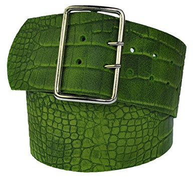 DayneQ 8cm Breit Echt Leder Guertel mit 4 Eckiger Roll Schnalle Kroko-Gruen 100cm Bundweit