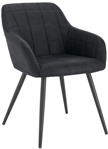 WOLTU Esszimmerstühle 1er Set, für Küche, Wohnzimmer, Schlafzimmer, Küchenstühle mit Armlehnen Metallbeinen, gepolsterte Sitzfäche aus Stoffbezug, bis 150 kg belastbar, Anthrazit