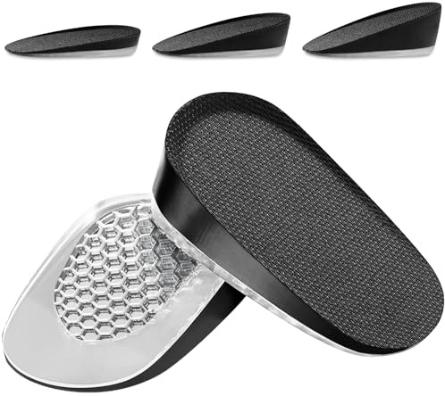 Ailaka Semelles intérieures en gel pour augmenter la hauteur, coussinets de talon absorbant les chocs, insert de chaussures pour homme et femme, noir, taille S, hauteur du talon : 2,5 cm, Noir, Small