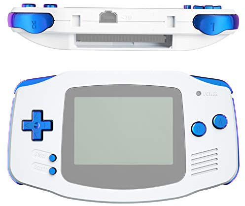 eXtremeRate Glossy Buttons Kit für Gameboy Advance Console, DIY-Ersatzteile Knöpfe A/B/L/R Start/Select/Power D-pad Tasten kompatibel mit Nintendo GBA(Lila Blau)-Keine Konsole
