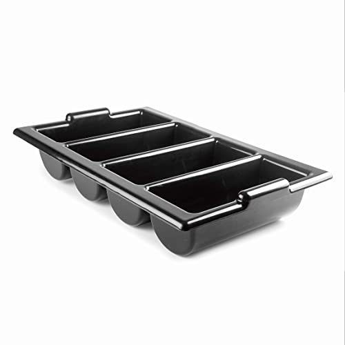 Lacor - 33121 - Range-couverts GN, contient 4 compartiments pour ustensiles de cuisine, récipient en polypropylène, 52,5 x 32 x 9,5 cm, noir.