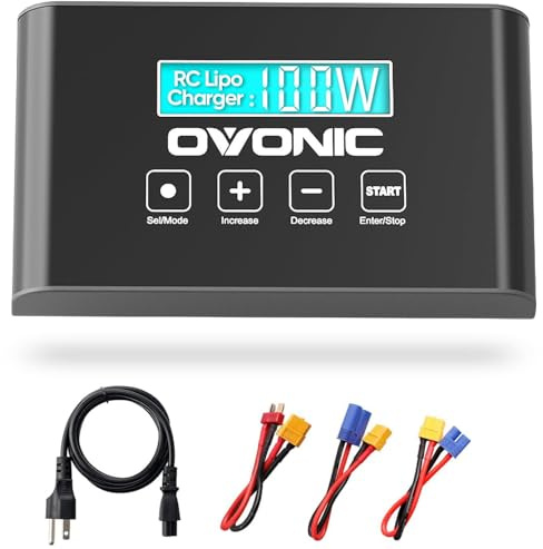 OVONIC Mate1 Lipo Batterieladegerät 100W 10A 1s-6s Smart RC Batterieladegeräte mit XT60 Balance Ladegerät Kompatibel für 1-6s LiPo/Life, 3-18S NiMH (Verbesserte Version - Ohne Balance Board)