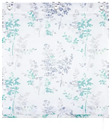 Joyswahl Voile Ösenraffgardine mit U-Haken »Luca« Floral Motiv Raffrollo mit Hakenaufhängung, ohne Bohren halbtransparente Küche Gardine, Grün BxH 100x140cm 1 Stück