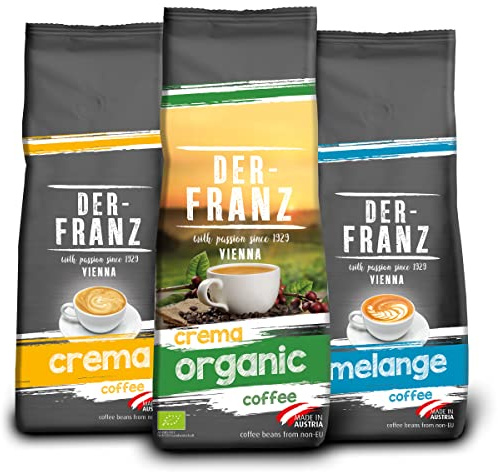 Der-Franz Lot de 3 paquets de café moulu (1 crème, 1 mélange, 1 crème organique)