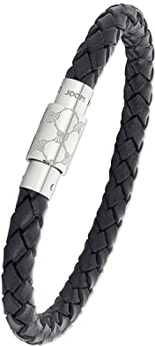 JOOP! Armband Edelstahl Leder Herren Armschmuck, 21 cm, Silber, Kommt in Schmuck Geschenk Box, 2023437