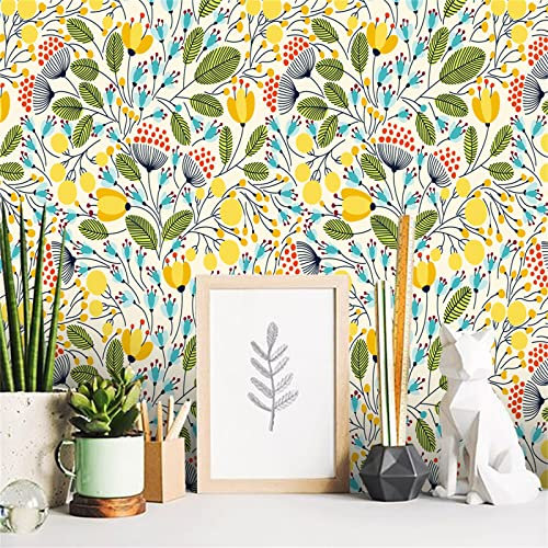 EXQULEG Selbstklebend Tapete Wandpapier Blume Wasserdicht Dekorfolie Möbelfolie Klebefolie PVC Vinyl Wandaufkleber Vintage Holz tapeten Dekorative Aufkleber für Möbel Wandtür (A,40 * 100cm*1pcs)