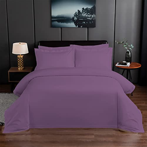 yibo Juego de Funda Nórdica 100% POLISTER Piezas para Cama 1 Funda Nórdico + Sabana Bajera + Funda DE Almohada (90, Lila)