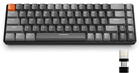 YINDIAO K68 60% Kabellose Mechanische Gaming Tastatur,Bluetooth 5.0/2,4 GHz,Kompakte 68 Tasten Mini Tastatur mit Dual Modus Empfänger,Hot Swap fähig,Stromsparend,Roter Schalter,für PC (Dunkelgrau)