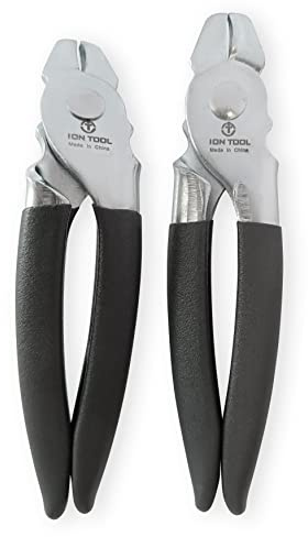 ION TOOL Hog Ring Pliers 2 Piece Set, Straight & 45° Bent, Steel with Cushion Non-Slip Grips - For Upholstery, Sausage, Bagging, Bungee Cords, & Fencing