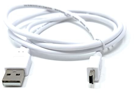 DRUT Mini USB Cable, 1m, 3.3ft, White, 24AWG, 2.0 Hi-Speed | A-Male to Mini-B 5pin, Power & Data Lead