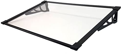 TRUTZHOLM Aluminium Vordach Haustürvordach Pultvordach 145 x 90 cm Schneelast 95kg | Polycarbonatplatte | nach Auswahl (145x90 cm, schwarz)