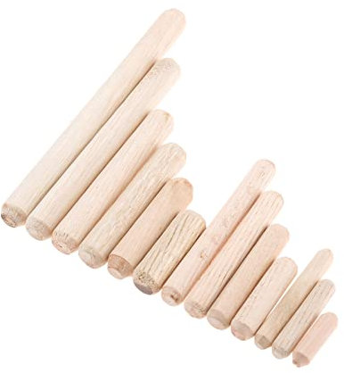 BELLAY 50–200 Stück 20 mm–100 mm Holzdübel Schrank Schublade rund geriffelt Holz Handwerk Dübel Stangen Set Möbelbeschlag (Color : Wood, Size : 8x60mm 50pcs)