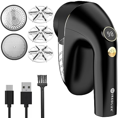 Levapelucchi Elettrico WiredLux, Ricaricabile USB Togli Pelucchi Elettrico per Abiti, 2 Coperture a Rete Adattabili, Display LED, Elimina Pelucchi Elettronico con Doppia Protezione, Accessori Inclusi