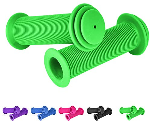 URAQT Cykelgrepp för Barn, 22 mm Handtag, Barncyklar Med Maximal Säkerhet, Stötskydd, Gummigrepp för Skoter, Trehjulingar, Balanscyklar, Grönsak