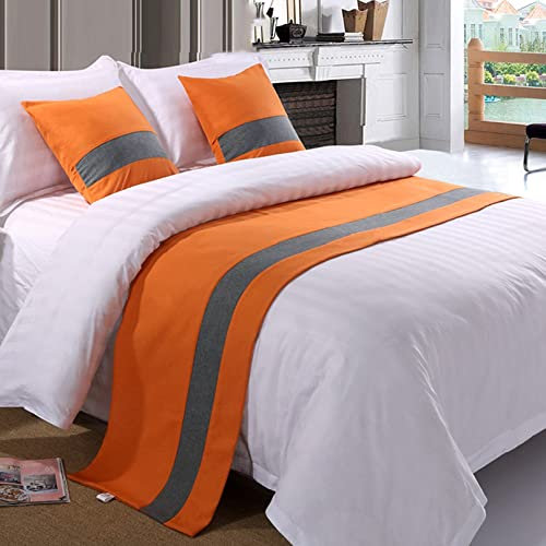 TTiiLoe Bettläufer für Fußbett Streifenmuster Orange Dekor Bettwäsche Schutzbezug Bettschal Bettbezug Betttuch Bettvorleger Kein Verblassen Hotel Schlafzimmer Hochzeit Zimmer, 180 x 50 cm