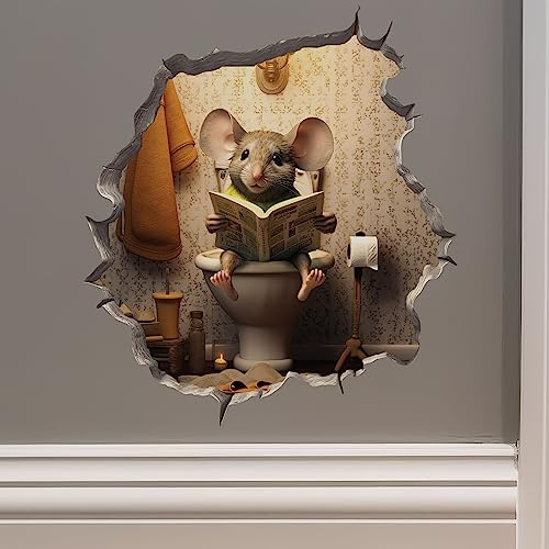 Toilet Mouse Hole Decal - 3D Effect Wall Sticker by Wallington Mice