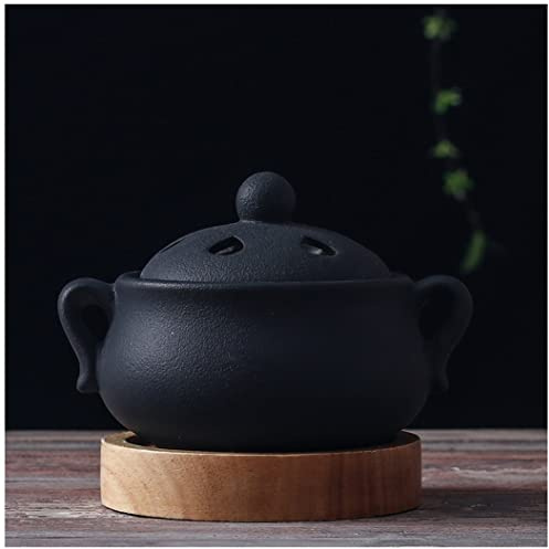 Zipinkl Electric Incense Burner, Ceramic Electronic Incense Aromatherapy Stove With Adjustable Timer, Plug-in Electronic Incense Powder Censer For Home Office Yoga Beauty (Color : Black-A)
