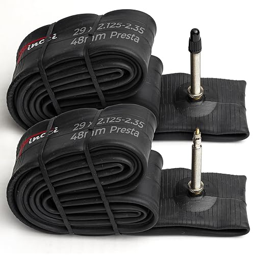 Fincci FahrradSchlauch 29 x 2.1 x 2.25 x 2.35 Zoll - Paar 29 Zoll MTB Schlauch Französisches Ventil Presta 48mm - Schläuche Fahrrad 52x55x57x62-622 für Mountainbike, E Bike, Rennrad Fahrrad, Klapprad