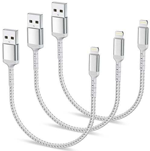 0,2m iPhone Ladekabel Kurz, 3Pack Geflochten USB A auf Lightning Kabel 20 cm Original iPhone Schnellladekabel Kompatibel für Apple iPhone 14 13 12 11 Pro Max Xs Xr X 8 7