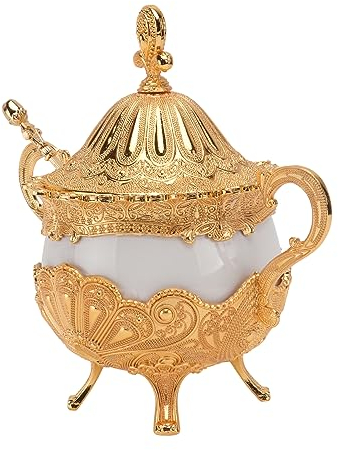 BESTonZON 1 Pc Tazón De Azúcar Azucarero Con Cuchara Tarro De Galletas De Joyería Bote De Azúcar Con Tarro De Antiguo Con Tapa Frascos Viejos Cerámica Porcelana Con Bandeja
